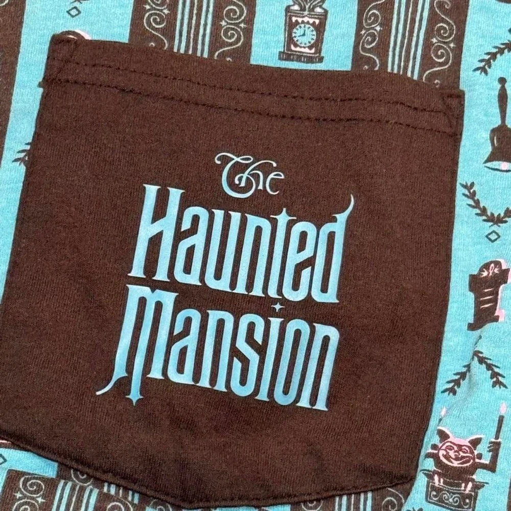Disney The Haunted Mansion blu and black striped T- shirt